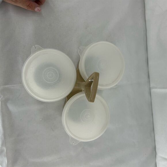 Vintage Tupperware Condiment Caddy 7 Pc Set Almond & White Retro Kitchen - Picture 5 of 6